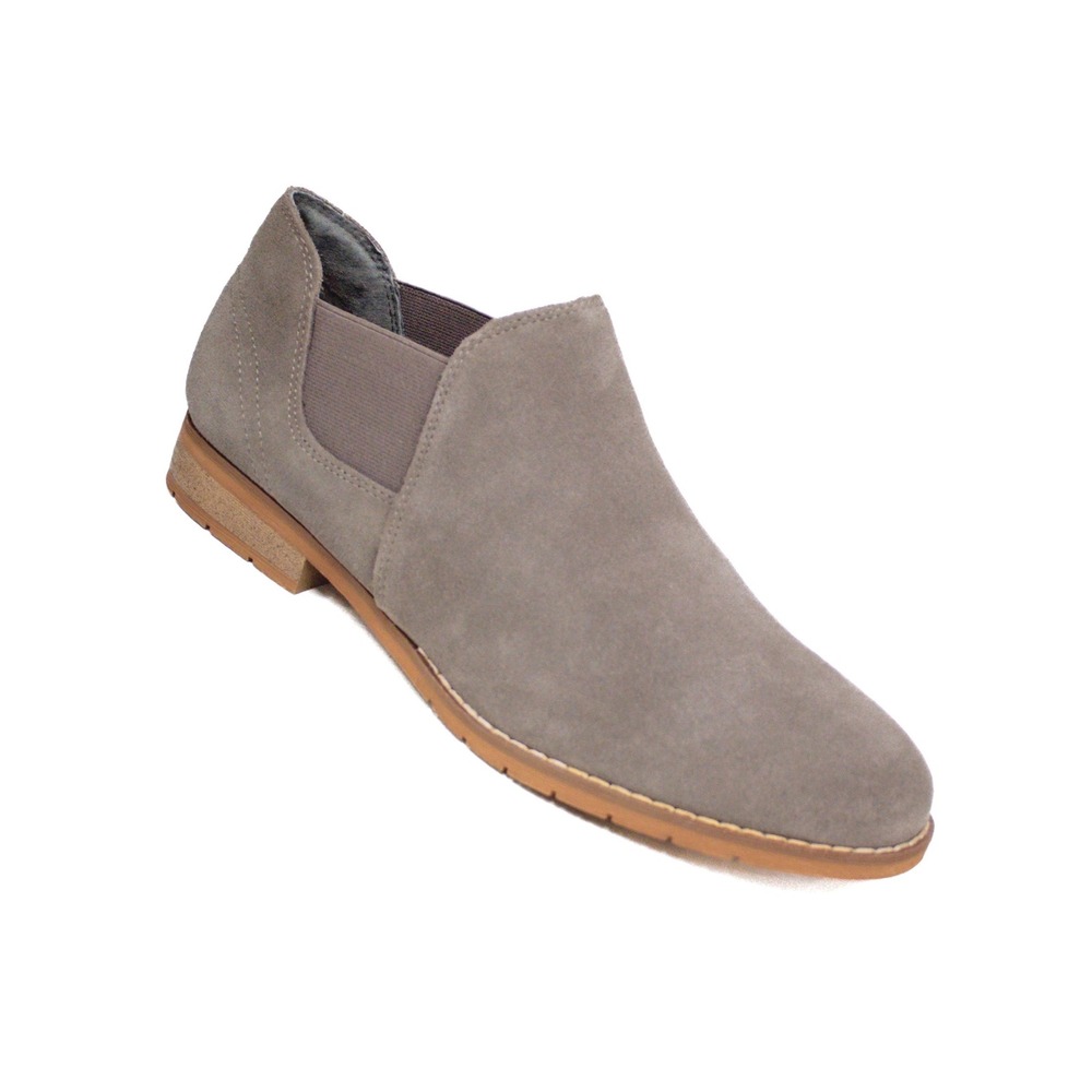 Bjorndal Gianna Taupe Suede Leather Ankle Booties Slip On Shoes Women's Sz 9.5